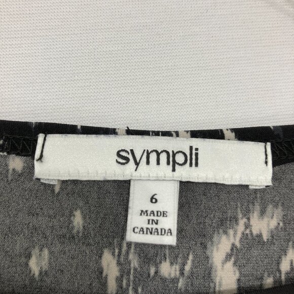 Sympli size 6 Black White Abstract Stretch Knit Dolman Sleeve Relaxed Blouse - Picture 2 of 9